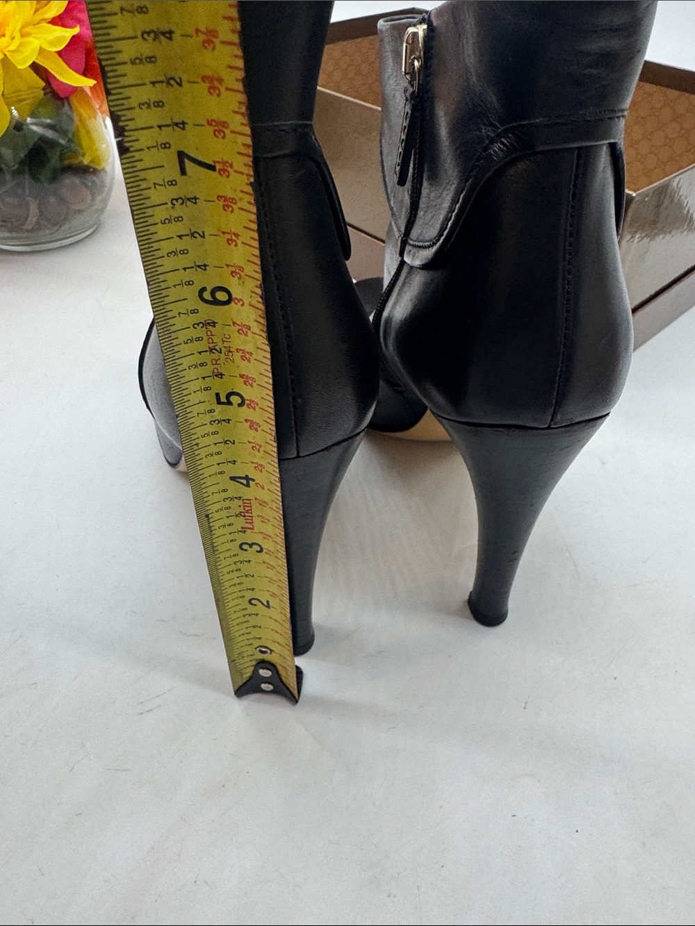 Gucci Black Leather Heeled Boosts Style 163306 with box Size 8.5 - Picture 5 of 15